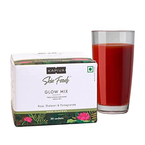 Kapiva Skin Foods Glow Mix, Ayurvedic Beauty Supplement for Healthy & Glowing Skin, Rose Flavour (30 Servings)