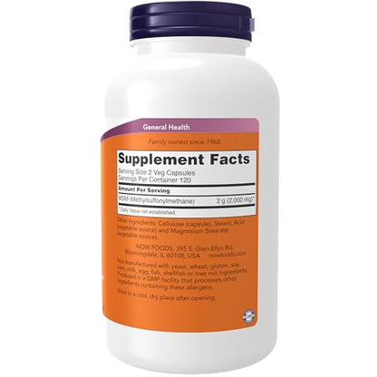 Now Foods, MSM, 1000 mg, 240 Veg Capsules