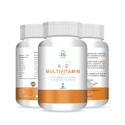 Healthy Nutrition A-Z Multivitamin for Men & Women with 24 Essential Vitamins & Minerals (60 Tablets)