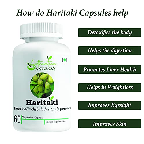 Authentica naturals Haritaki Capsules | Improves Digestion And Blood Flow For Men And Women | Terminbal Supplements Capsules | 60 Capsules| 850mg Each