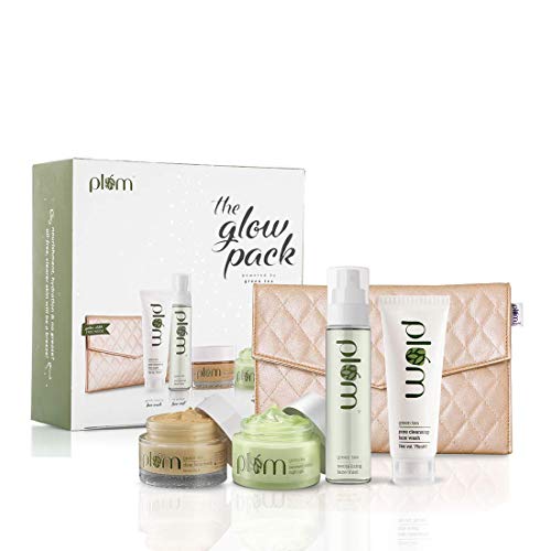 Plum Green Tea Glow Pack Gift Set | At-Home Facial Kit for Oily Skin | Instant Glow