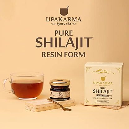 UPAKARMA Ayurveda Pure and Natural Shilajit/Shilajeet Resin Form 15g For Strength, Stamina, Endurance and Power- Pack of 2