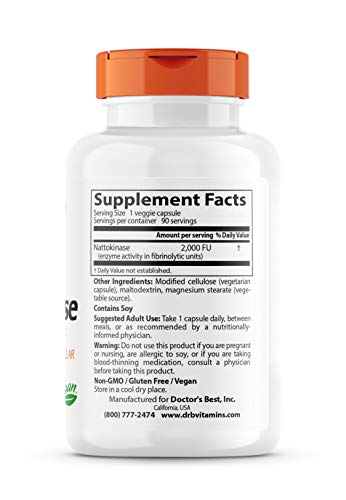 Doctor's Best Nattokinase 2,000 Fus - 90 Veggie Caps