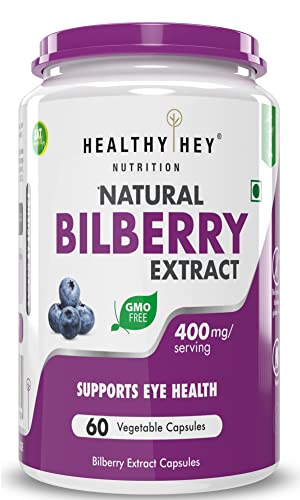HealthyHey Nutrition Natural Bilberry Extract - 400mg per serving - 60 vegetable capsules