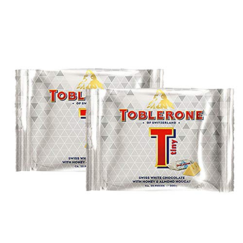 Toblerone Swiss White Chocolate with Honey & Almond Nougat Pouch, 2 X 200 g