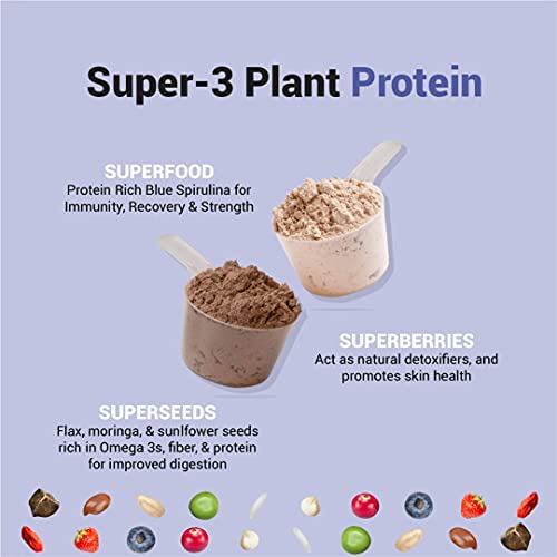 Cureveda PRO Super-3 Vegan Plant Protein powder with Superfood, Superseeds & Superberries |Vanilla (Pack of 500gm)