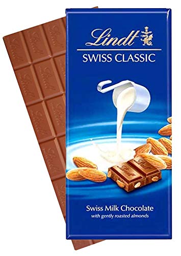 Lindt Swiss Classic Bar Chocolate, Almond, 2 X 100 G