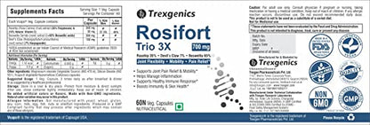 Trexgenics Rosiforte Trio Rosehip, Boswellia, Devil's Claw 700 mg Joint Pain & Inflammation Support Vegan & Non-Gmo (60 Veg Capsules)