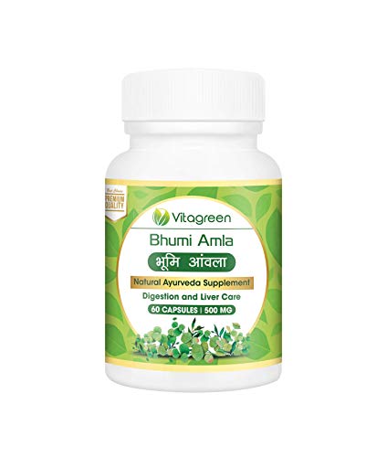 VitaGreen BHUMI AMLA Capsules For Liver Cleanse and Detox, Pure Ayurvedic, Natural, Herbal Supplement, 500 mg , 60 Capsules( Pack of 1 )