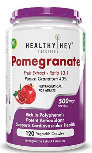 HealthyHey Nutrition Pomegranate Fruit Extract 500mg- 120 Vegetable Capsules (120)