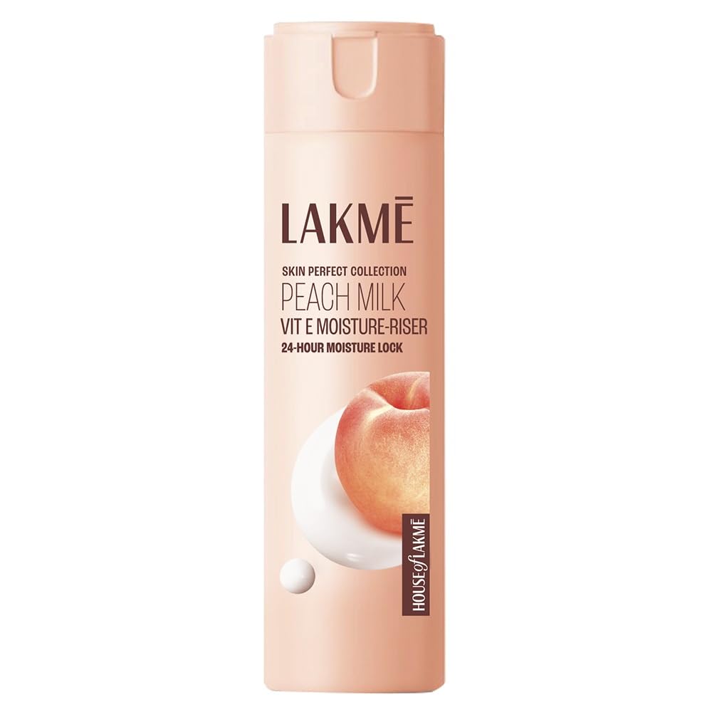 Lakme Peach Milk Face Moisturizer 200 ml, Daily Lightweight Lotion with Vitamin E for Soft Glowing Skin - Non Oily 24h Moisture for Women