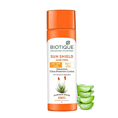 Biotique Sun Shield Aloe Vera 30+ SPF Sunscreen Ultra Soothing Lotion, 120ml
