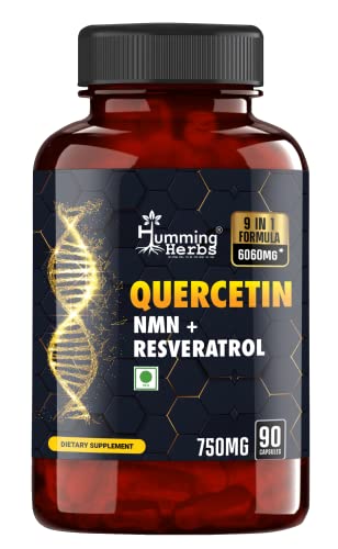 Humming Herbs Quercetin Supplement - NMN plus Resveratrol Extract - 90 Capsules