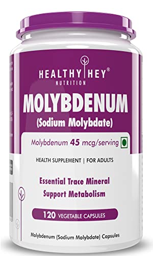 HealthyHey Nutrition Molybdenum - Trace Mineral Supplement for Liver Support and Detoxification of Environmental Toxins - 120 Capsules