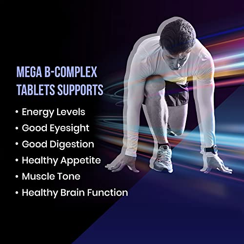 Bionova Mega B Complex Tablets | 100% RDA of B Vitamins With Choline And Inositol | Energy Booster | For Men & Women | 90 Tablets