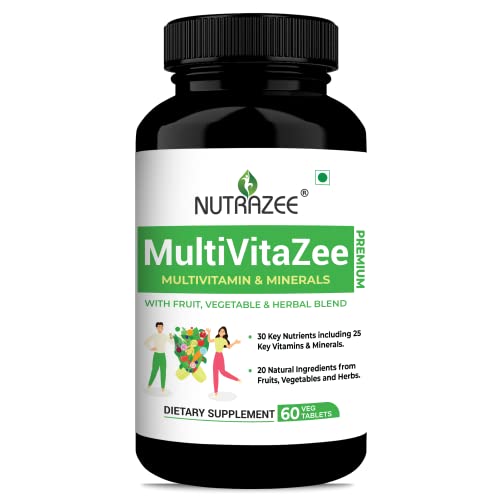 Nutrazee Multi Greens & Reds Multivitamin & Minerals Supplemen, Vegetable & Herbal Blend Powder - 60 Tabs for Men & Women