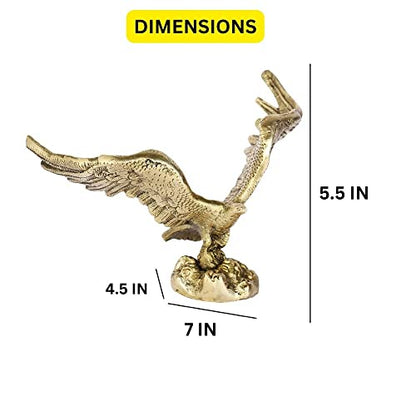 Collectible India Brass Eagle Statue Wild Bird Flying Hawk Sculpture Feng Shui Decorative Home Office Showpiece Figurine (Size 7 x 4.5 x 5.5 Inches)