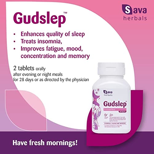 Sava herbals Gudslep, Innovative blend of ayurvedic herbs promotes sleep health, 60 Tablets