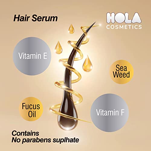 Hola Cosmetics Professional Hair Serum for Women & Men with Goodness of Vitamin E & F | All Hair TypIntensive Hair Growth Treatment| 100% Vegan| 120ml