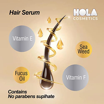 Hola Cosmetics Professional Hair Serum for Women & Men with Goodness of Vitamin E & F | All Hair TypIntensive Hair Growth Treatment| 100% Vegan| 120ml