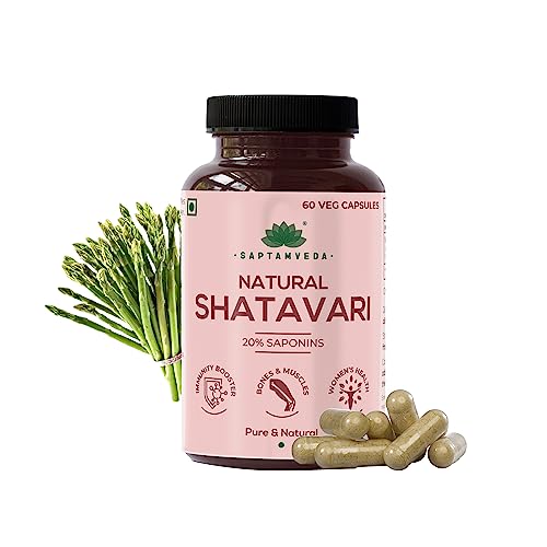 SAPTAMVEDA Natural Shatavari Capsules (60 Capsule) | Women Wellness Capsules | Hormonal Balance | Good for PCOD/PCOS | Restore Stamina and Energy