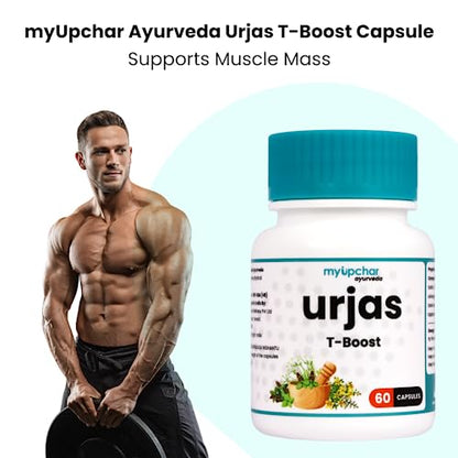 myUpchar Ayurveda Urjas T-Boost Capsule with Ashwagandha, Safed Musli, Gokshura & Kapikacchu | 60 Veg Capsules