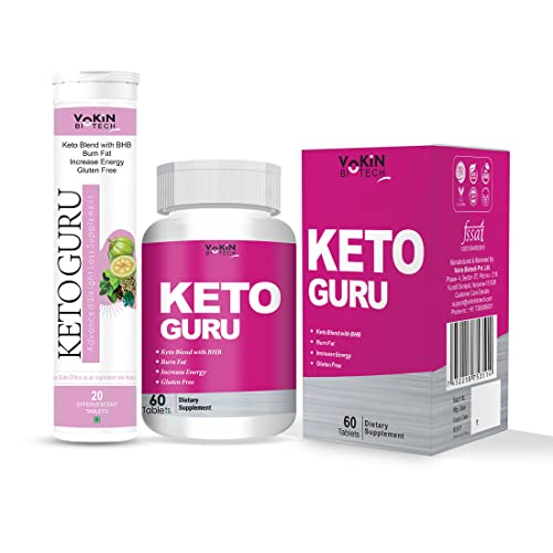 Vokin Biotech Keto Guru 60 Tablets for weight loss With Exclusive Keto Guru With Effervescent Water Soluble 20 Tablets Free