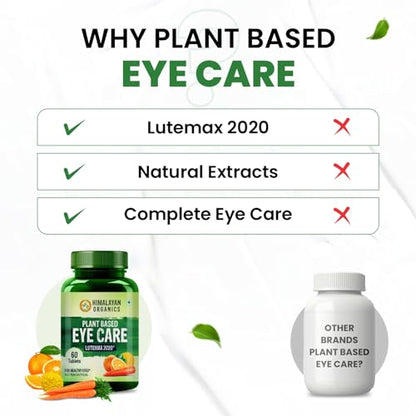 Himalayan Organics Plant Based Eye Care Supplement to Improve Vision, Blue Light & Digital Guard (Luange Extract, Carrot Extract) - Pack of 60 Tablets