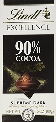 Lindt Excellence 90% Cocoa Dark Supreme Noir Chocolate Bar (100 G) - Pack of 20