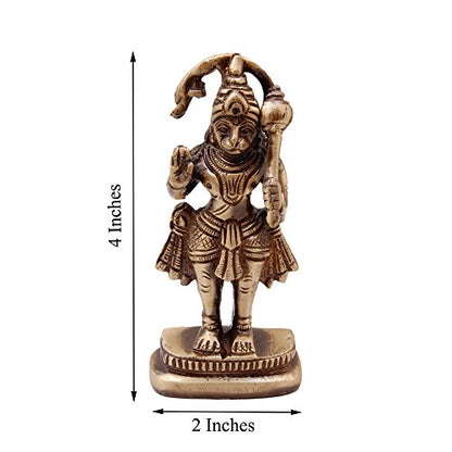 eCraftIndia Blessing Lord Hanuman Brass Showpiece (5 cm x 1 cm x 10, Brown)