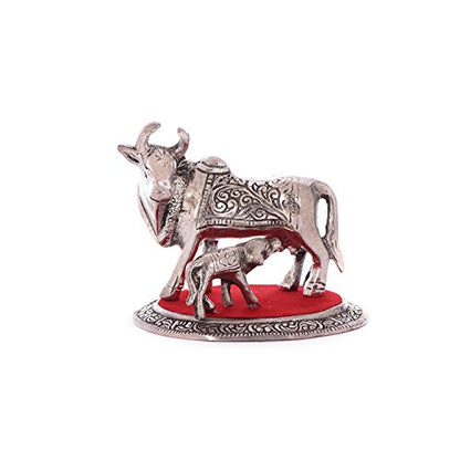 eCraftIndia White Metal Cow and Calf