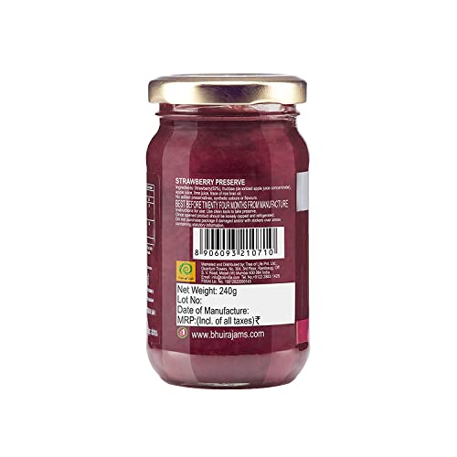 Bhuira|All Natural Jam Strawberry Preserve|No Added Sugar|No Added preservatives |No Artifical Color Added |240 g|Pack of 1