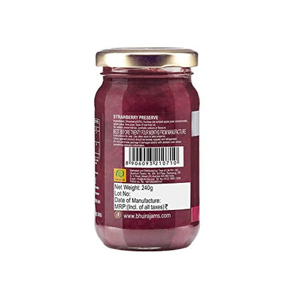 Bhuira|All Natural Jam Strawberry Preserve|No Added Sugar|No Added preservatives |No Artifical Color Added |240 g|Pack of 1