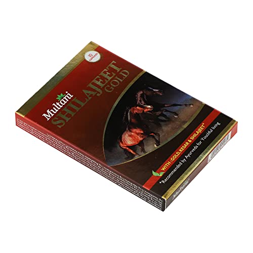 Multani Shilajeet Gold Capsule- For Youthful Living, Enriched With Gold, Kesar, Safed Musli & Shilajilajit Capsule For Stamina & Endurance, 10 Capsule