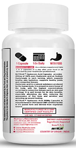 NutriJa Hyaluronic Acid 200mg Double strength | Promotes healthy Skin (120 Capsules)