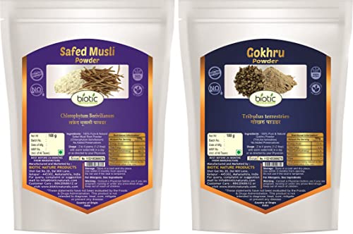 Biotic Safed Musli and Gokhru Powder - 200gms (100gms each)