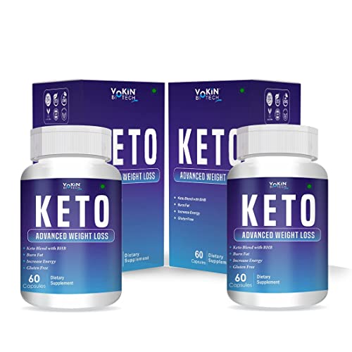 Vokin Biotech Keto Capsules Ultra Weight Loss Fat Burner Supplement with (Green Tea + Garcinia Camboia + Green Coffee) Extract 60 Capsules (Pack Of 2)