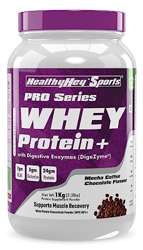 HealthyHey Sports Whey Protein Concentrate - Helps in Muscle Synthesis (Mocha Coffee Flavour, 1kg)