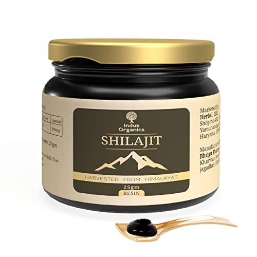 Indus Organics Pure Himalayan Original Shilajit/Shilajeet Resin (25gm) for Strength | Stamina | Focus | Vitality | Performance | Certified | Pack of 1