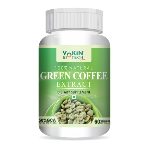 Vokin Biotech 100% Green Coffee Extract 50% GCA 800mg 60 veg Cap for Weight Loss