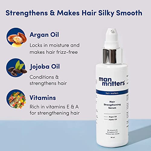 Man Matters Hair Serum for Men With Jojoba and Argan oil | For Silkier, Shinier, Smoother & Frizz Fr Shine & Smoothness | Non Sticky Hair Serum | 90ml