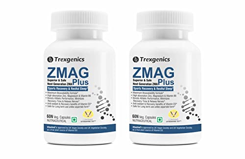 Trexgenics ZMAG PLUS Next Generation, Superior, Bioavailable Sports Recovery, Performance & Restful Sleep (60 Veg. Capsules) (Pack of 2)