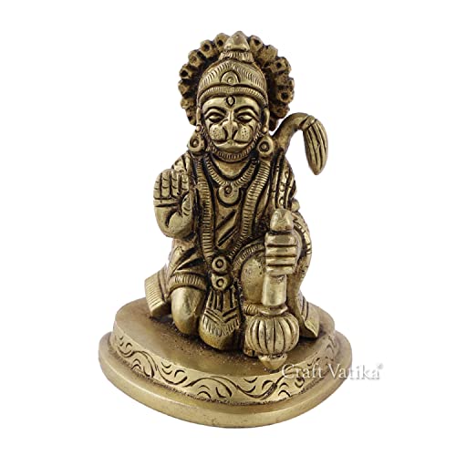 Collectible India Lord Hanuman Statue Religious Strength God Sculpture Figurine - Bajrangbali Murti for Puja Ghar (Size 7cm x 5cm)