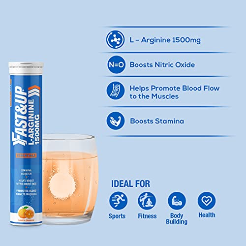 FAST&UP L-Arginine Essentials 1500 mg, Effervescent L-Arginine Supplement, Orange Flavour - 20 Effervescent Tablets