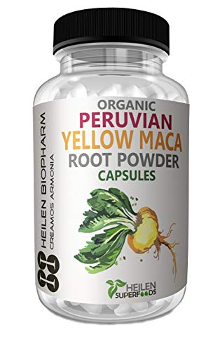 Heilen Biopharm Premium Peruvian Yellow Maca Root Powder Capsules Health Improvement Supplement - 500 mg x 180 Per Bottle Pack of 1