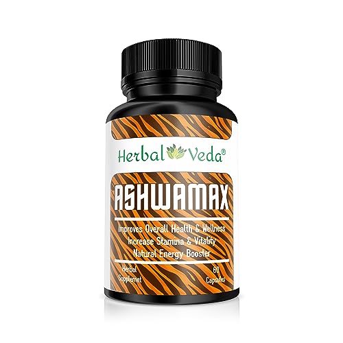 Herbal Veda Ashwamax Capsules for Men with Ashwagandha, Gokshura, Shatavari, Safed Musli Ayurvedic Product 60 Capsules (Pack of 1)