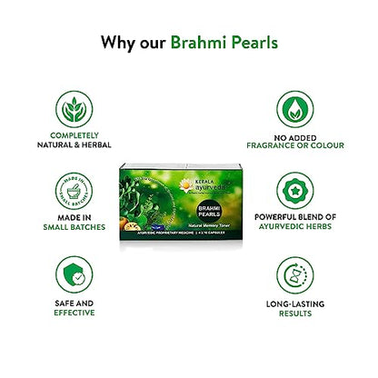 Kerala Ayurveda Brahmi Pearls 40 Capsules (Pack of 2) | Improves Cognitive Functions | Sharpens Mind Brahmi Capsules | With Brahmi, Madukaparni, Shank