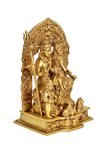 AONA Brass Shiv Parivar Idol Figurine Decorative Showpiece Shiv Family Sculpture for Home Temple Office Gift Item Golden Height 12 Inches