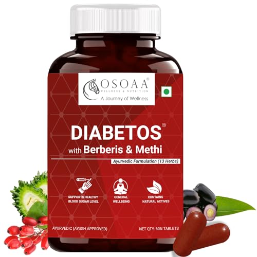 OSOAA Ayurvedic Diabetos - 13 Herbs | 60 Tablets with Karela, Berberies, Amla, Methi, Jamun