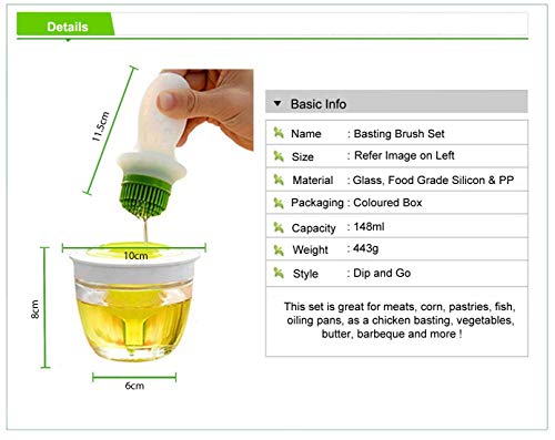 Soptool Silicone Chef's Basting Oil Brush Set for Cooking BBQ Baking and Grilling, Green